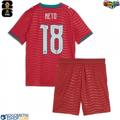 Otroški Nogometni dresi Portugalska Pedro Neto #18 Domači SP 2026 Kratek Rokav (+ Kratke hlače)